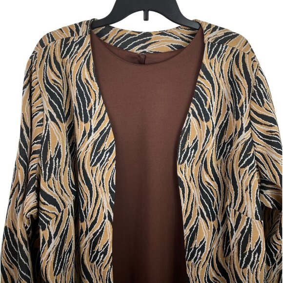 Vintage Style Brown Dress & Zebra Print Open Cardigan Set Womens Size B2 - Picture 3 of 10